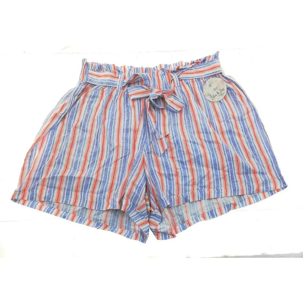 Jolie & Joy MultiColored Striped Tie Belt Shorts - Women's Plus Size 1X - Chic